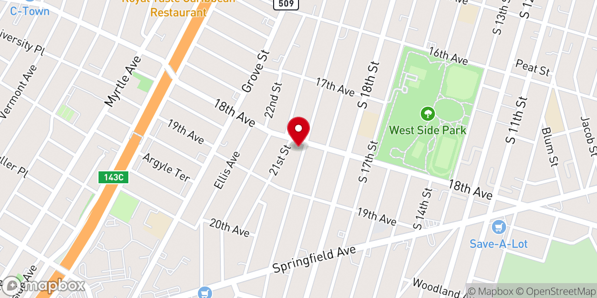 Map showing location of Tabernacle Baptist Church