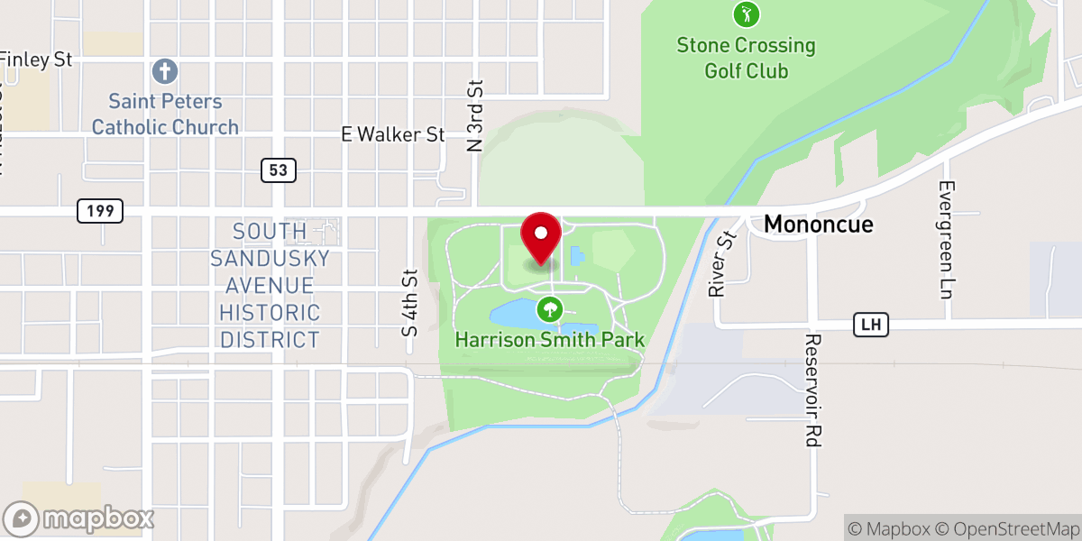 Map showing location of Harrison Smith Park