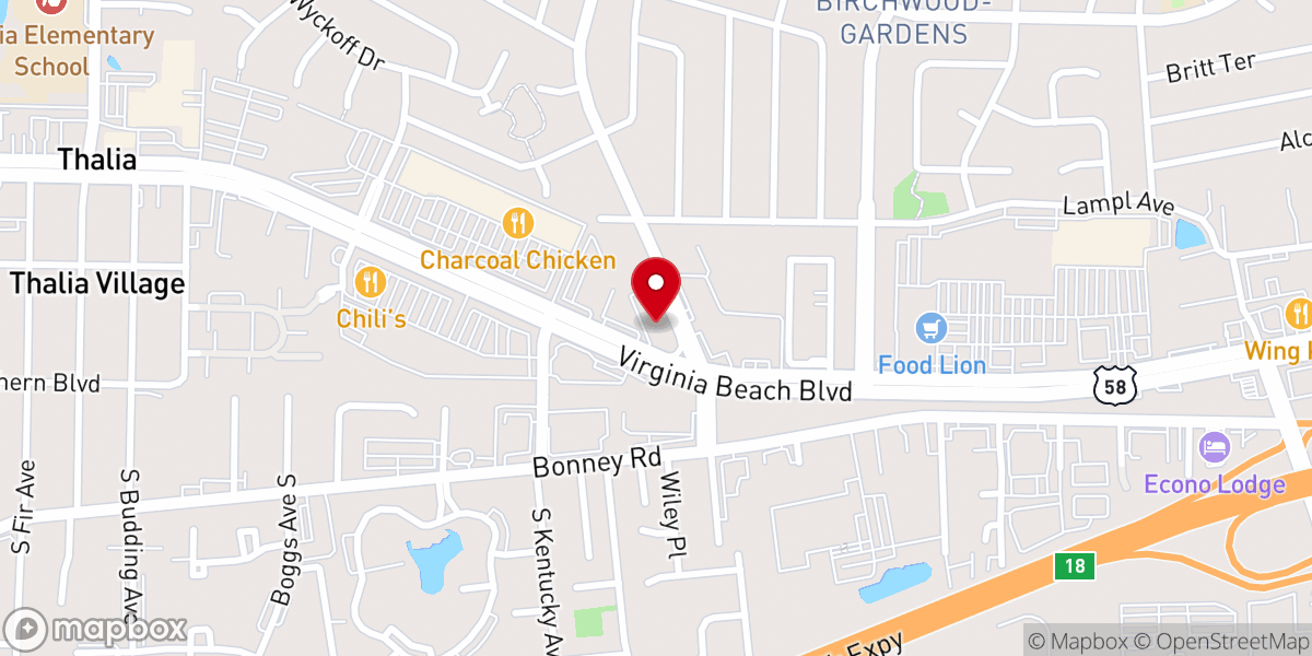 Map showing location of Emmanuel Lutheran Church, Virginia Beach, VA