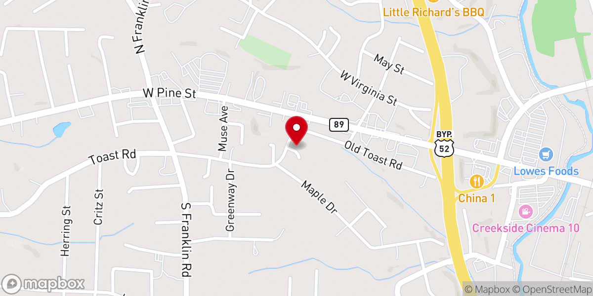 Map showing location of Stewarts Creek Primitive Baptist Church