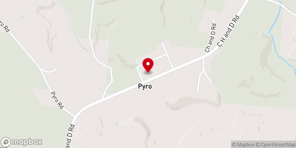 Map showing location of Pyro Presbyterian Church