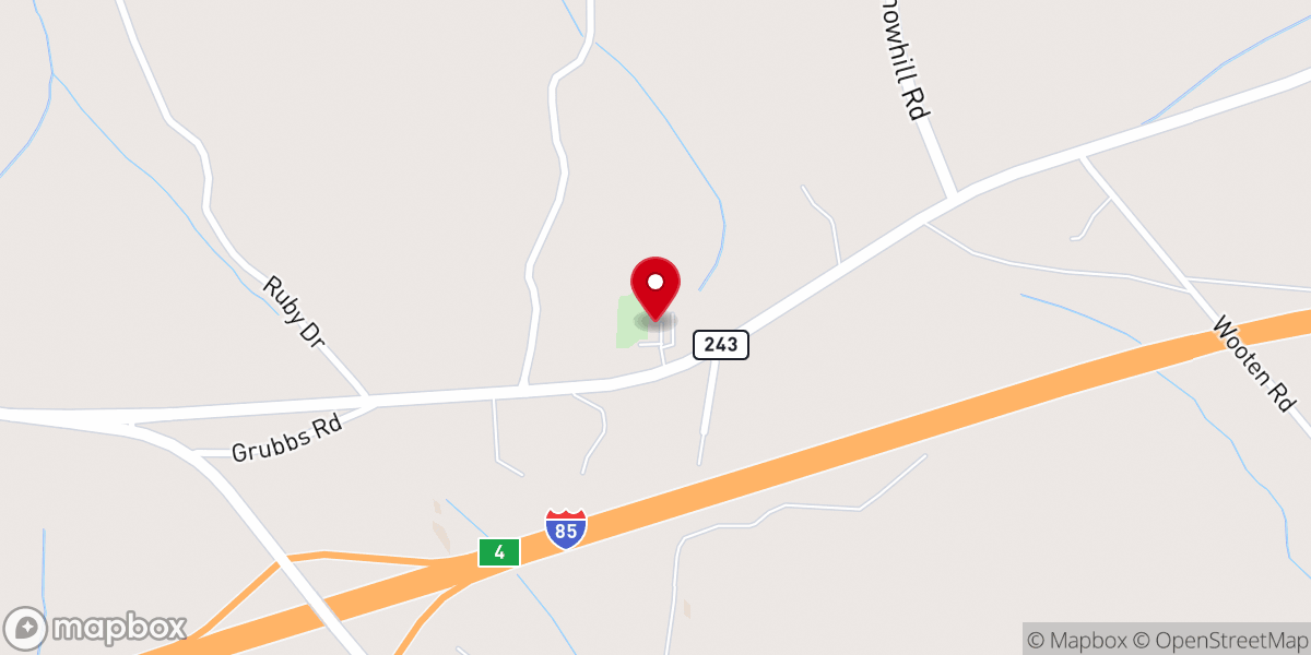 Map showing location of Snow Hill Baptist Church