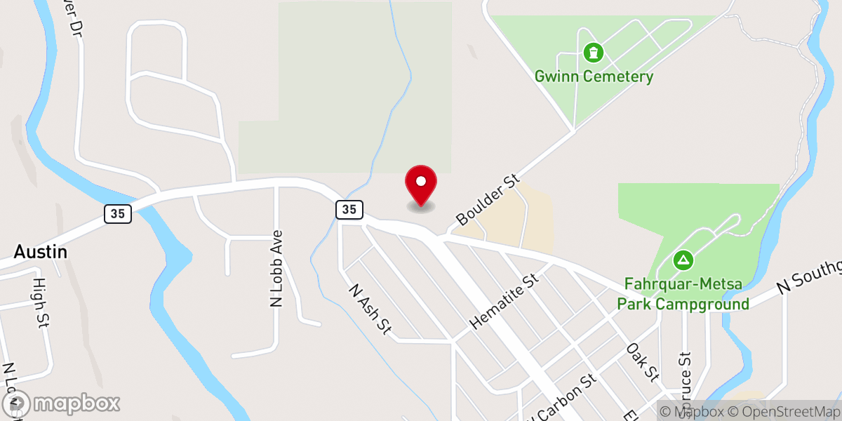 Map showing location of Saint Anthony's Catholic Church, Gwinn