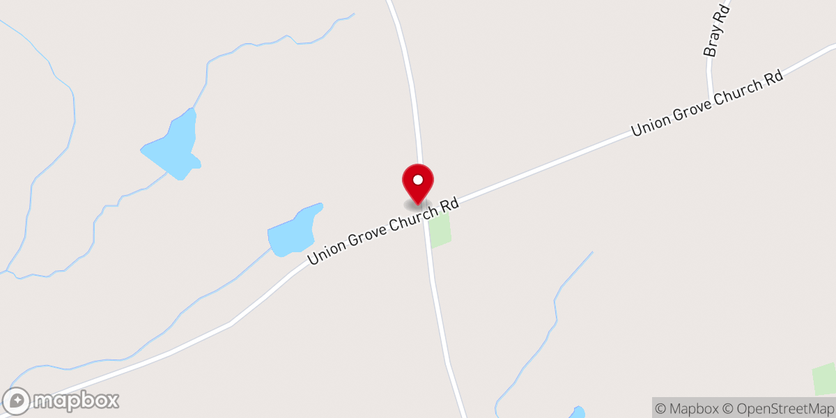 Map showing location of Union Grove Calvary Holiness Church