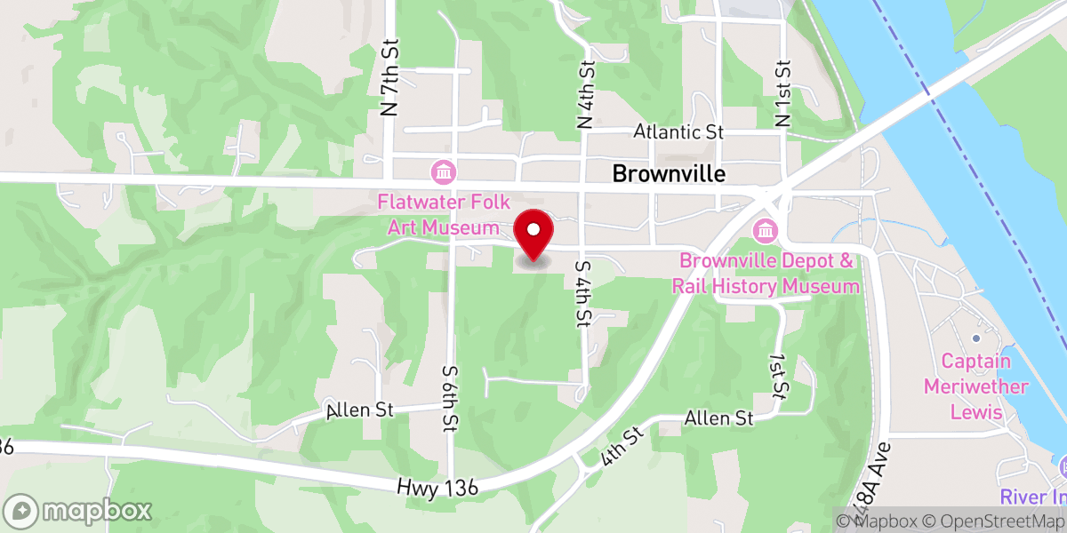 Map showing location of Brownville Methodist Church