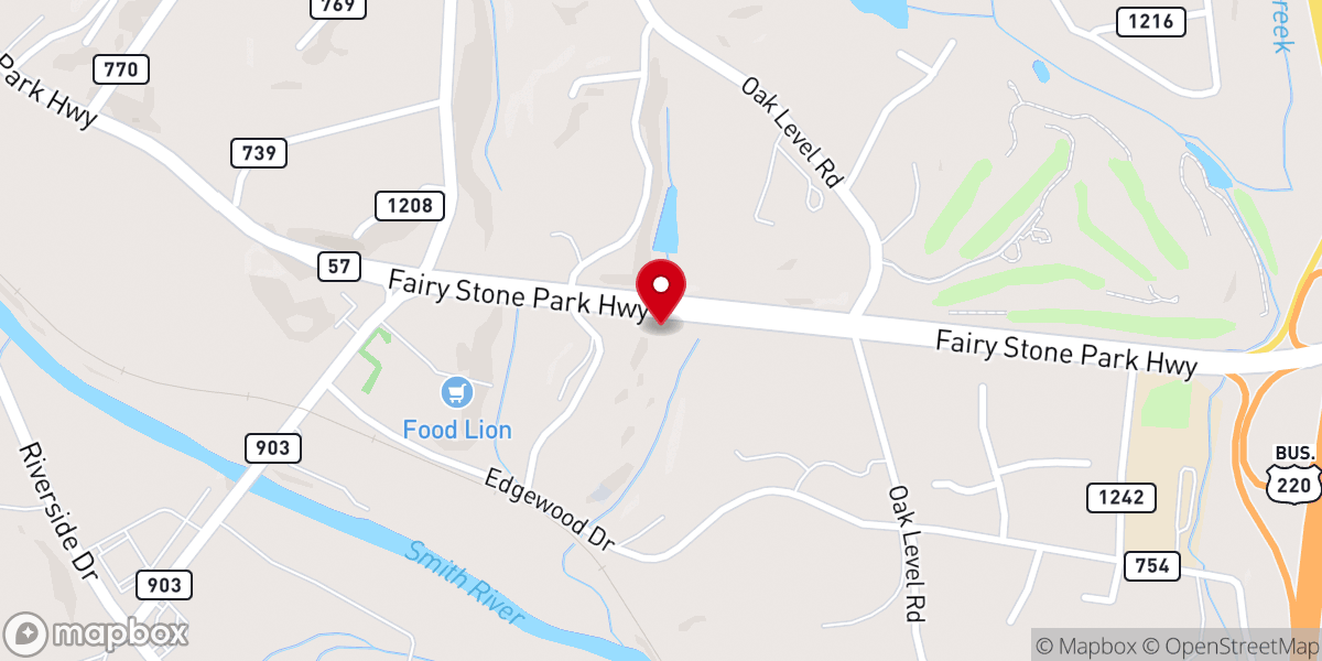 Map showing location of Stanleytown's Amazing Grace Baptist Church