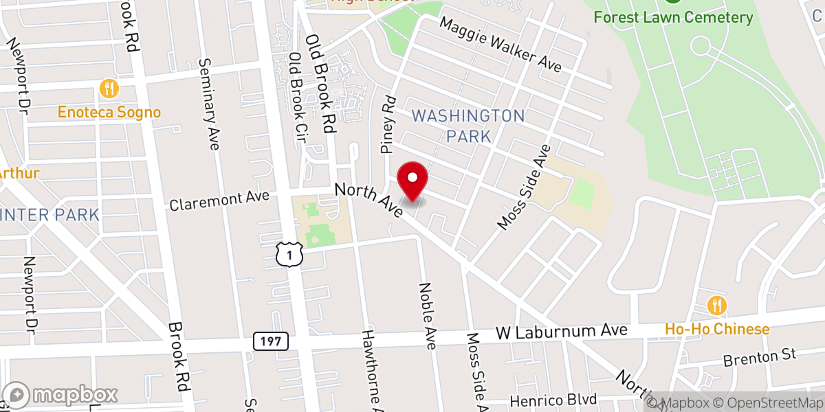 Map showing location of St John's Baptist Church