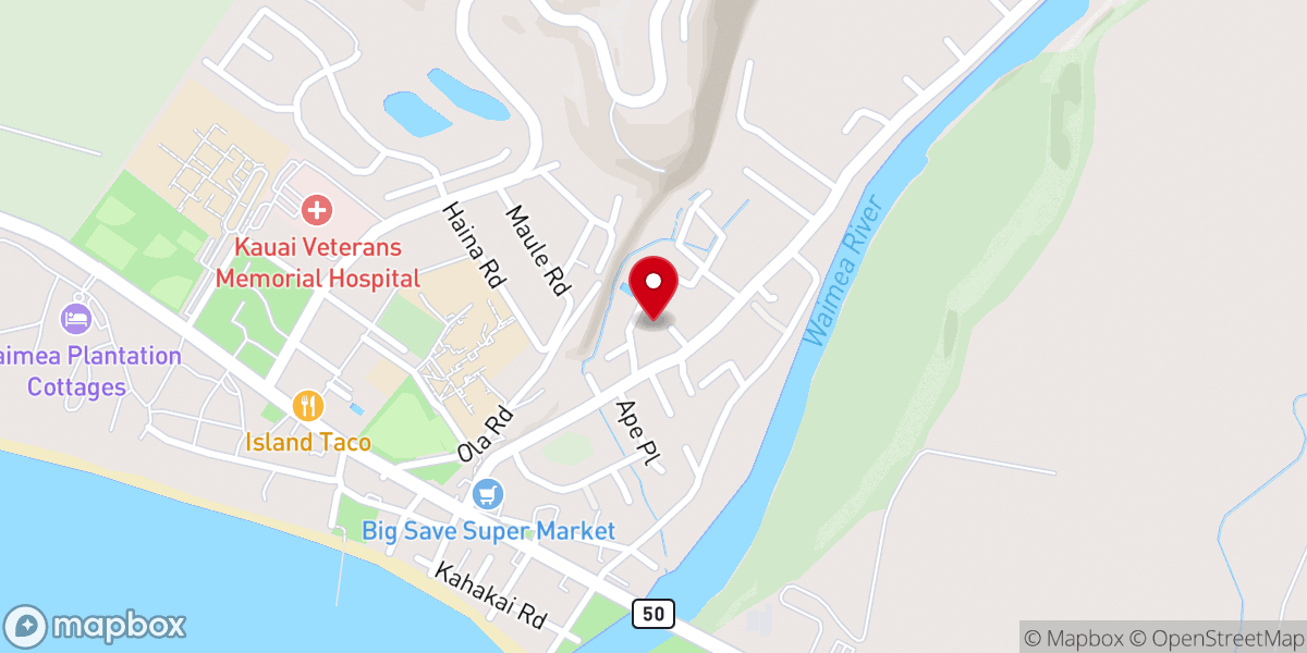 Map showing location of Waimea Honpa Hongwanji Church