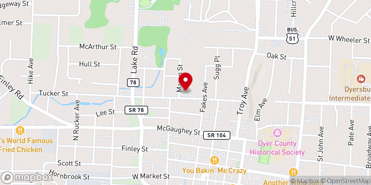 Map showing location of Grace Community Bible Church