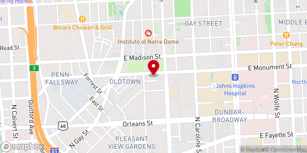 Map showing location of Fountain Baptist Church
