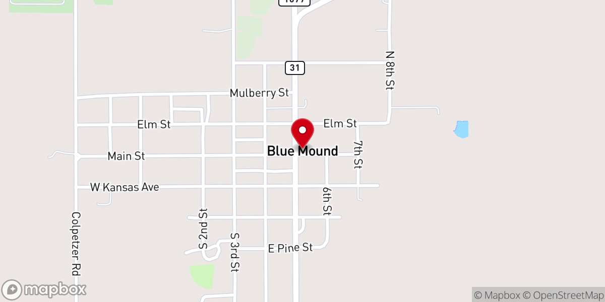 Map showing location of Blue Mound