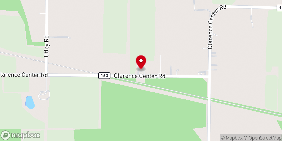 Map showing location of Clarence Center-Akron Mennonite