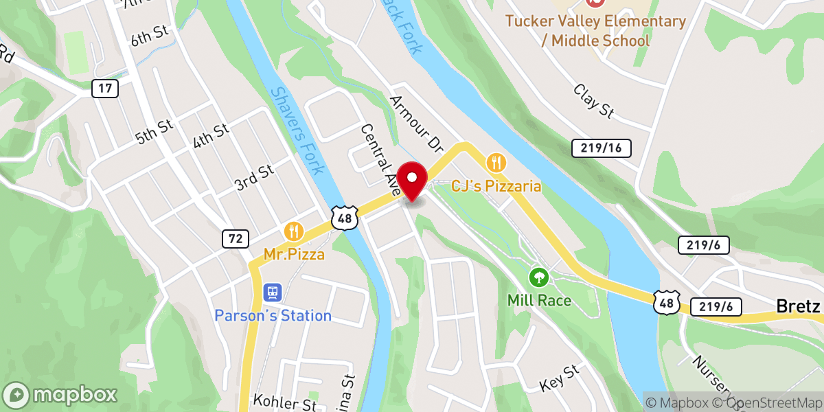 Map showing location of Parsons Seventh-Day Adventist Church