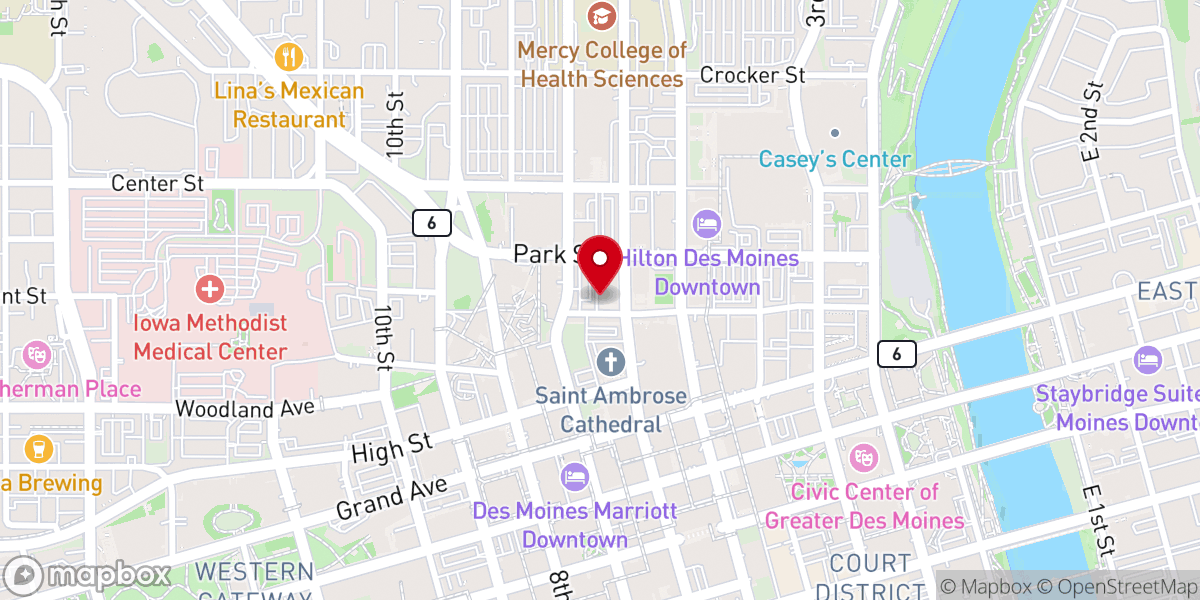 Map showing location of St. John's Lutheran Church
