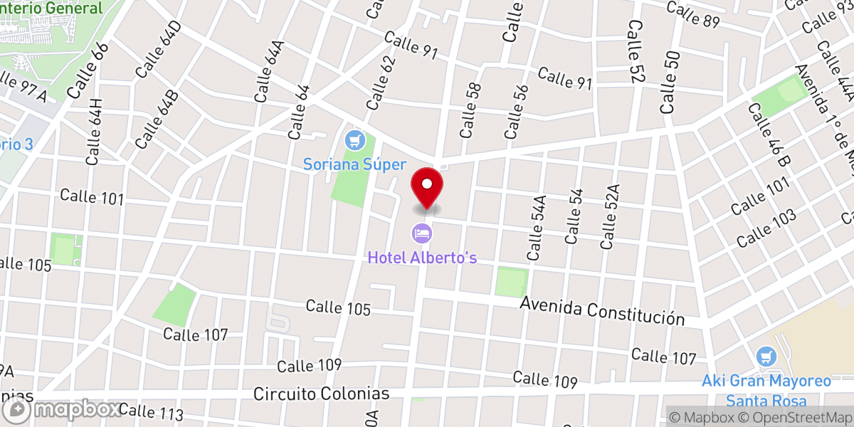 Map showing location of Parroquia San Francisco de Asís Mérida