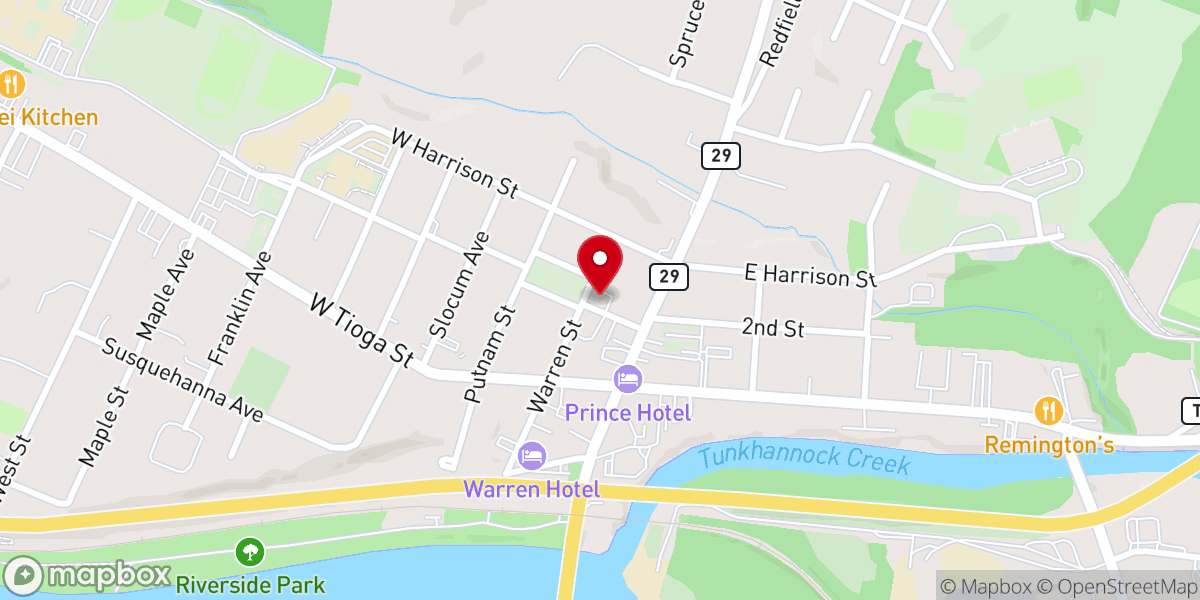 Map showing location of Tunkhannock United Methodist Church