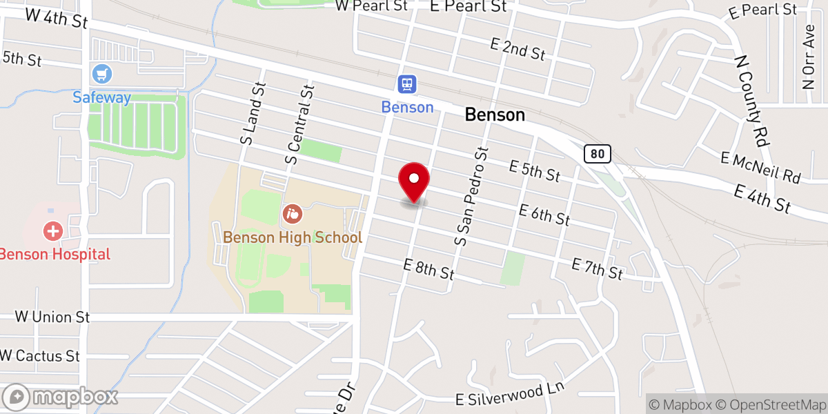 Map showing location of Benson Area Food Bank