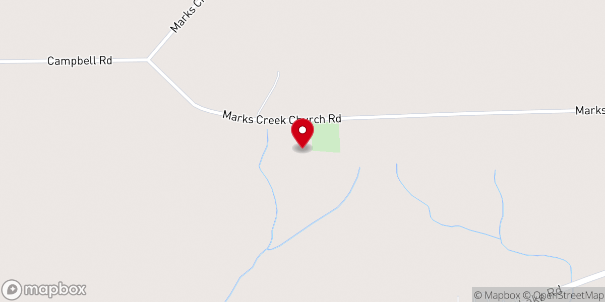 Map showing location of Marks Creek Church