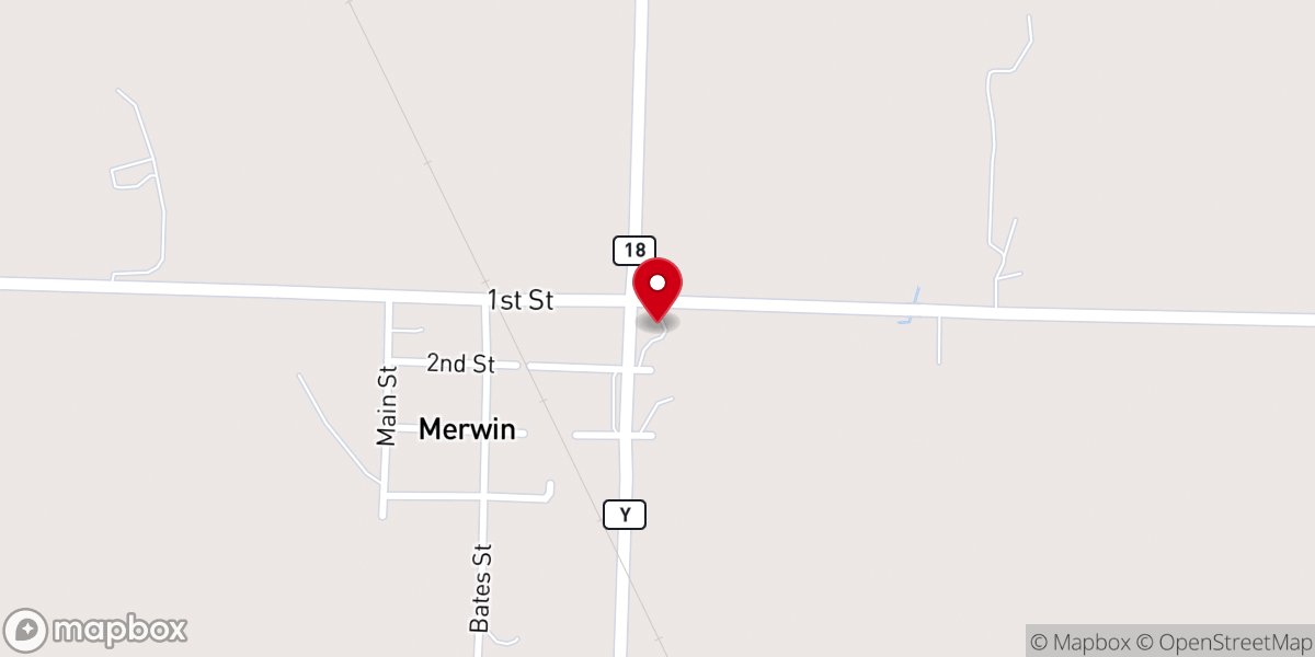Map showing location of Merwin Community Church