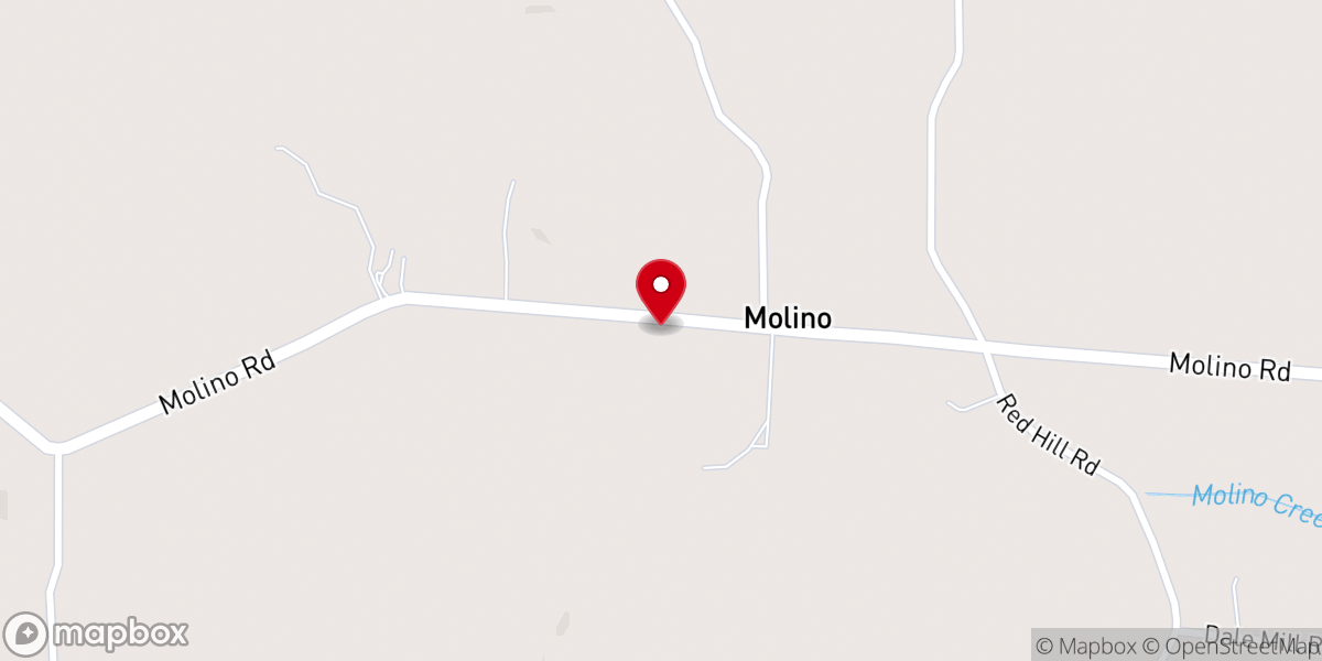 Map showing location of Molino Baptist Church