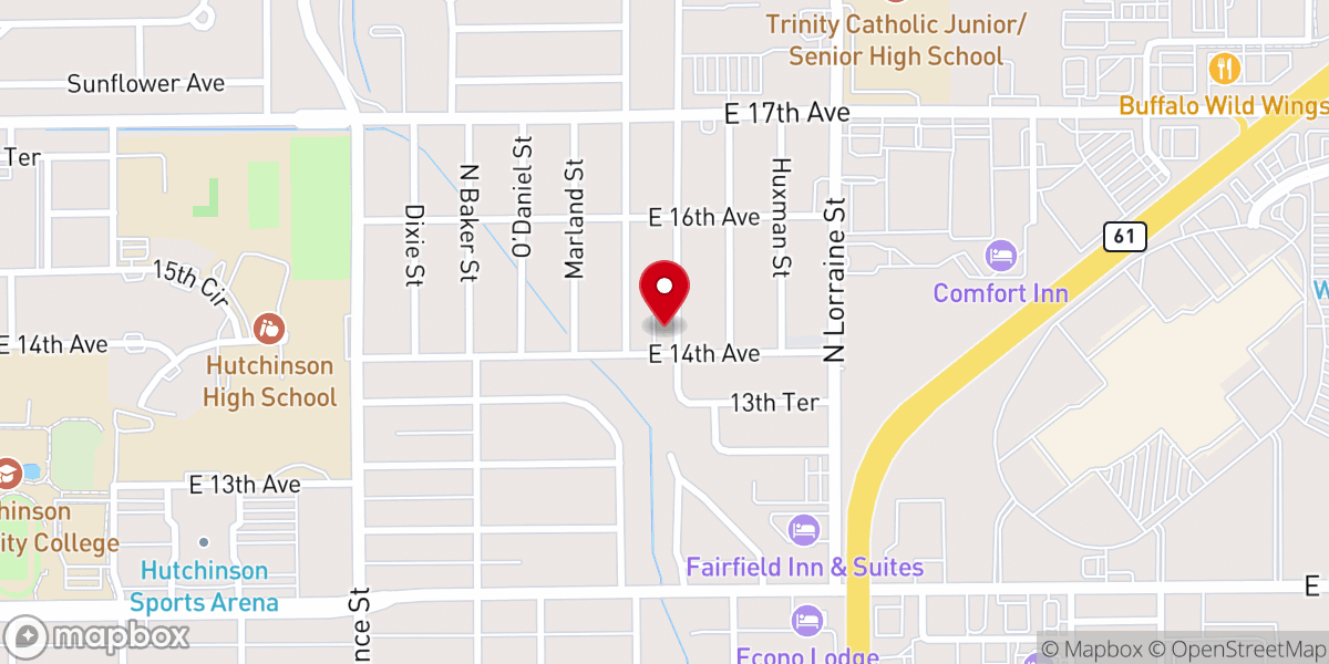 Map showing location of Hutchinson Friends Church