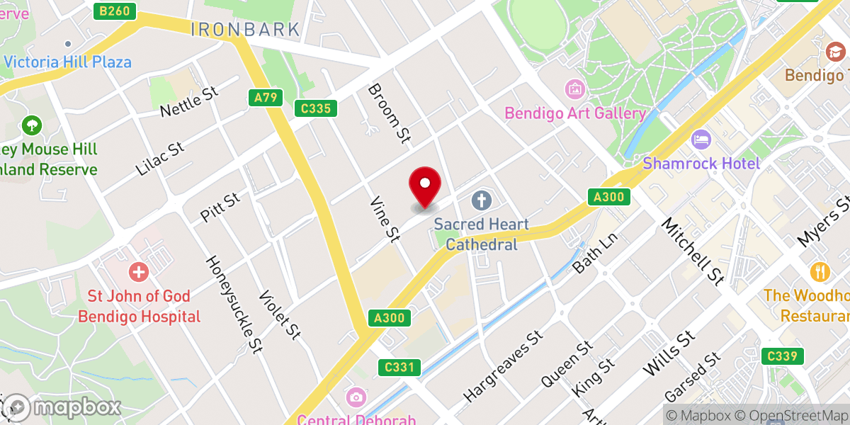 Map showing location of Old All Saints church