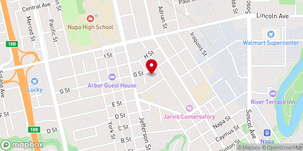 Map showing location of Christ Church Napa