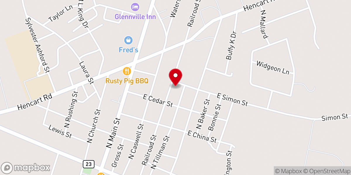 Map showing location of Northside Baptist Church