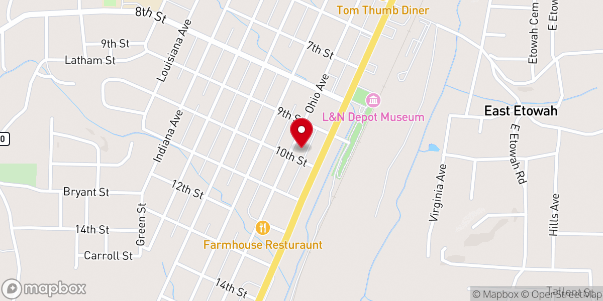 Map showing location of Owens Meeting Church