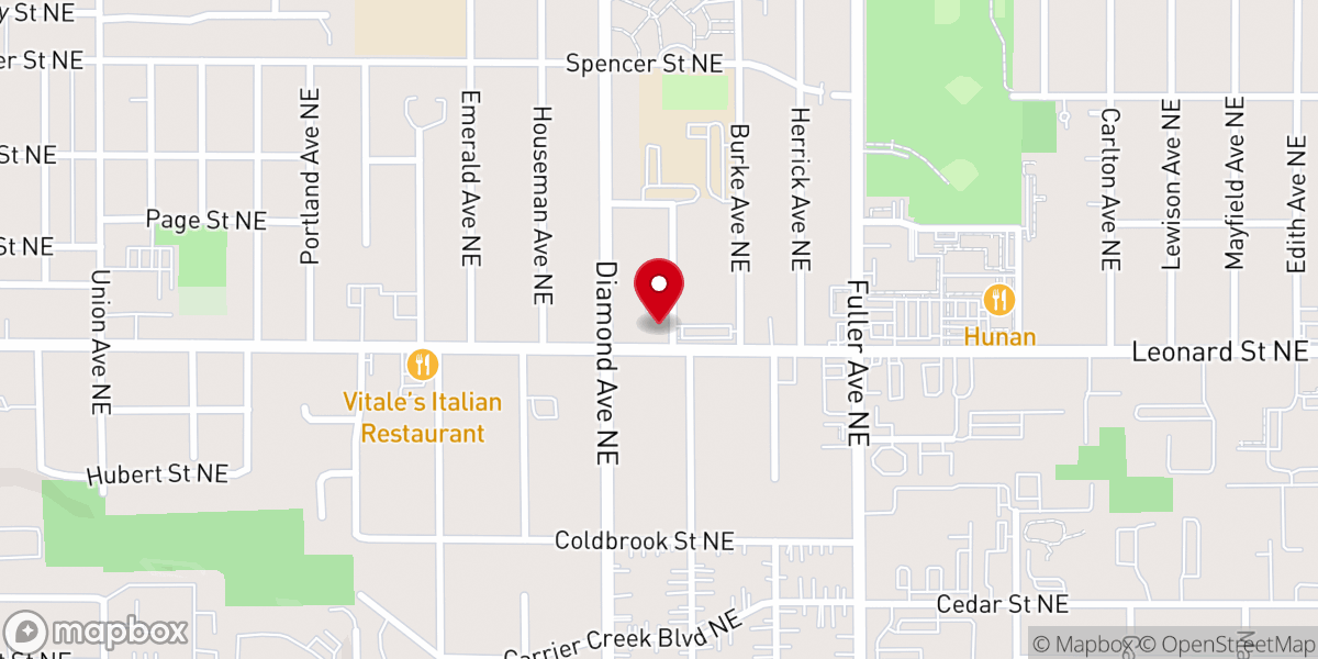 Map showing location of East Leonard Christian Reformed Church