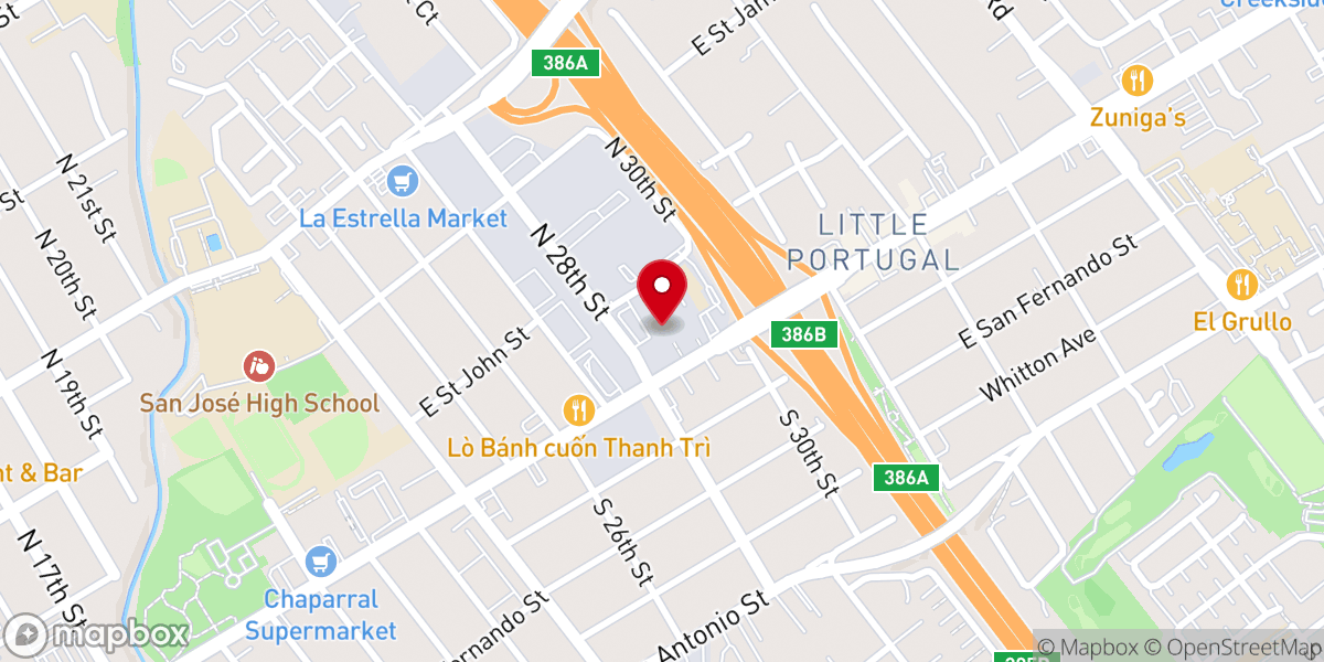 Map showing location of Five Wounds Portuguese National Parish