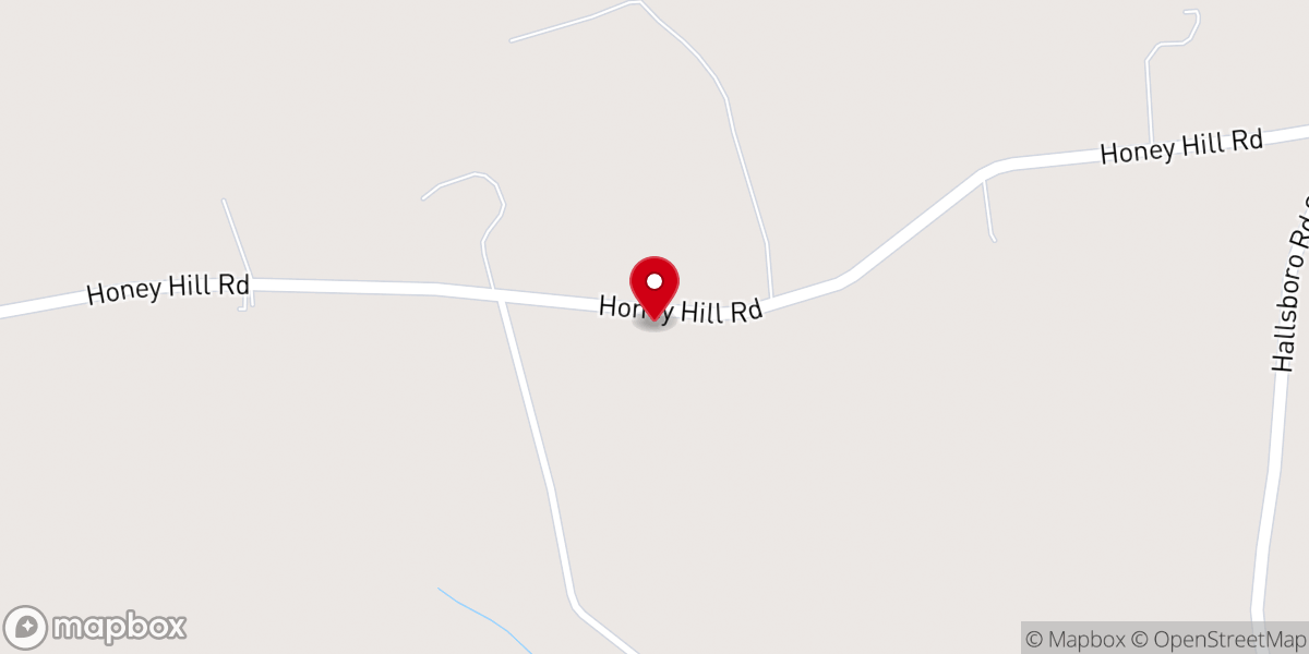 Map showing location of Honey Hill Baptist Church
