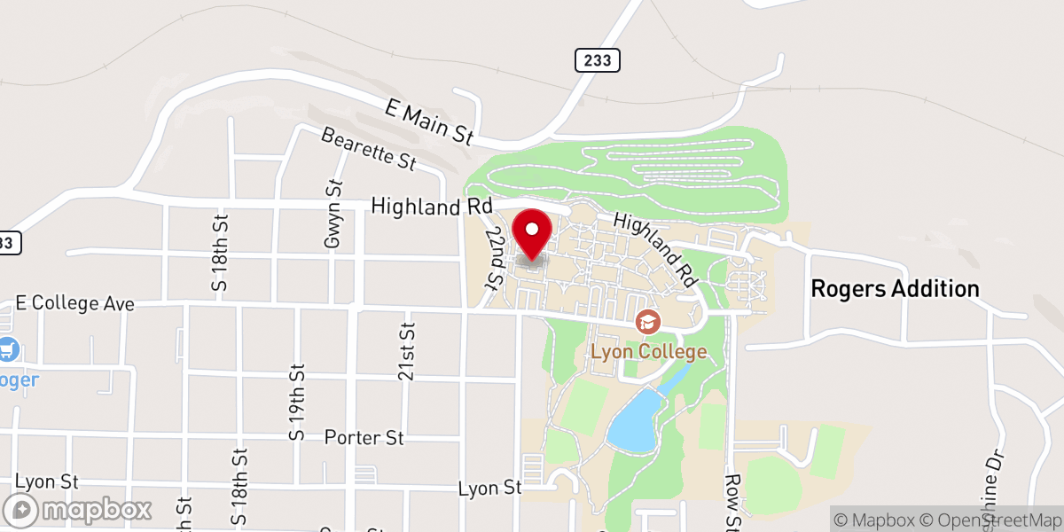 Map showing location of Brown Chapel and Fine Arts Building