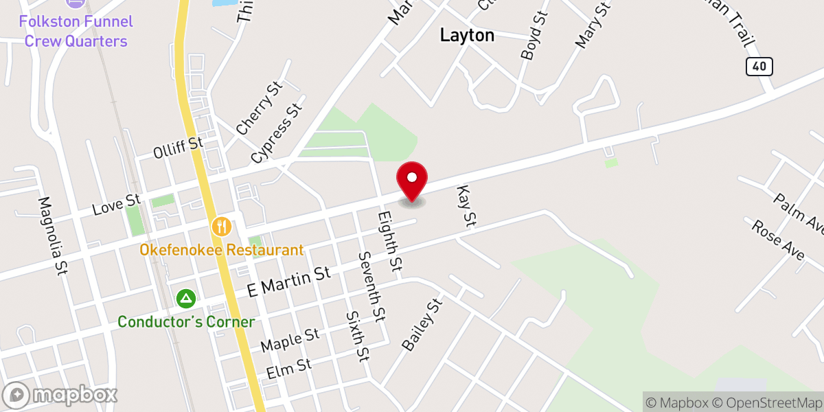 Map showing location of Folkston Church of Christ