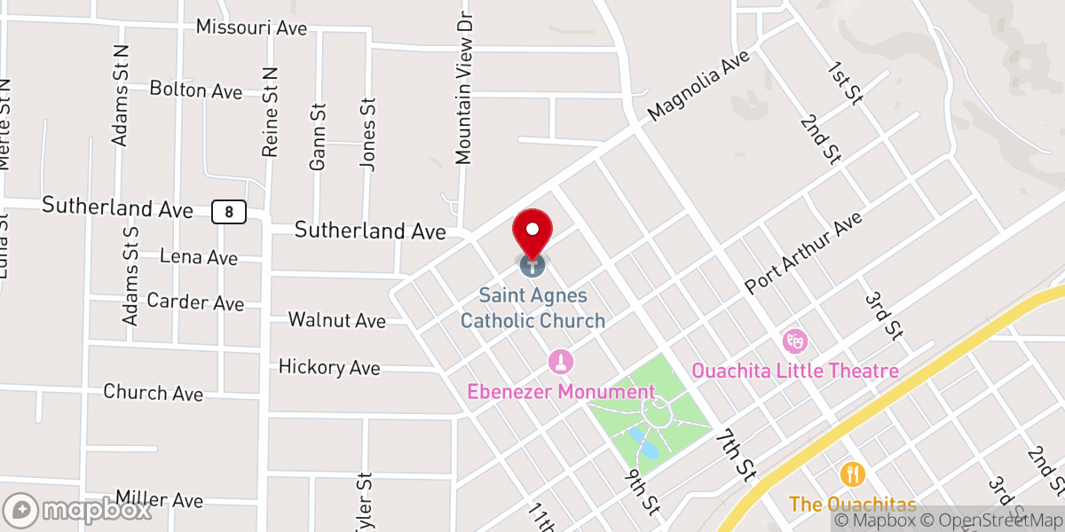 Map showing location of St Agnes Catholic Church