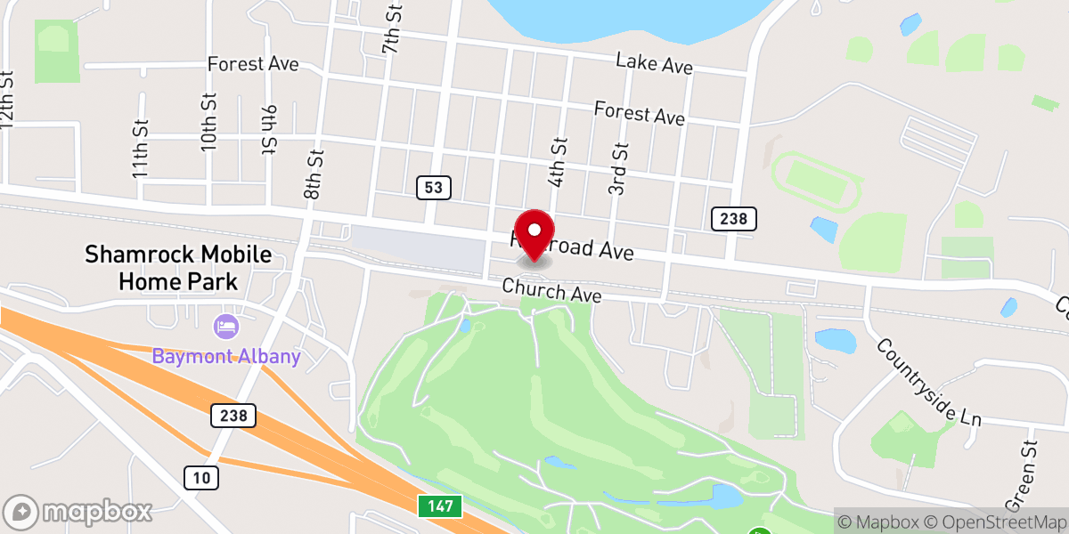 Map showing location of Albany Area Chamber of Commerce