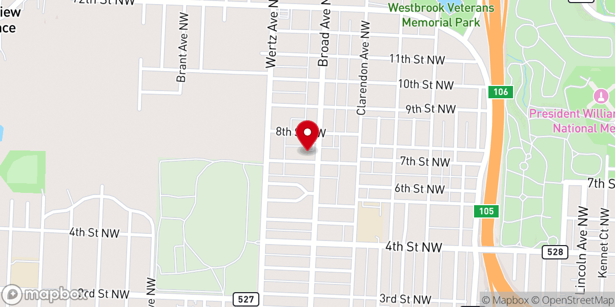 Map showing location of Bethel Lutheran Church