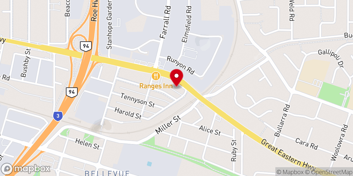 Map showing location of Bellevue Baptist Church