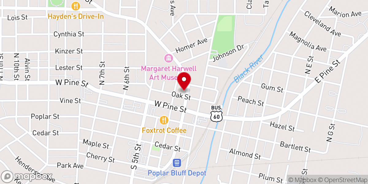 Map showing location of First Presbyterian Church