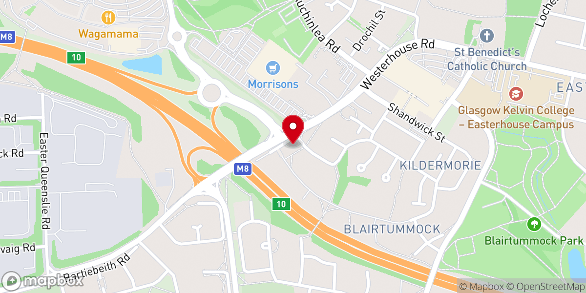 Map showing location of Easterhouse Baptist Church