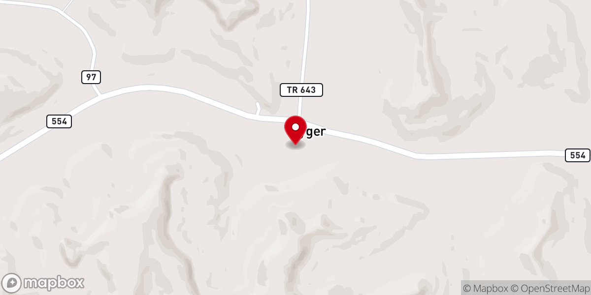 Map showing location of Kyger United Methodist Church