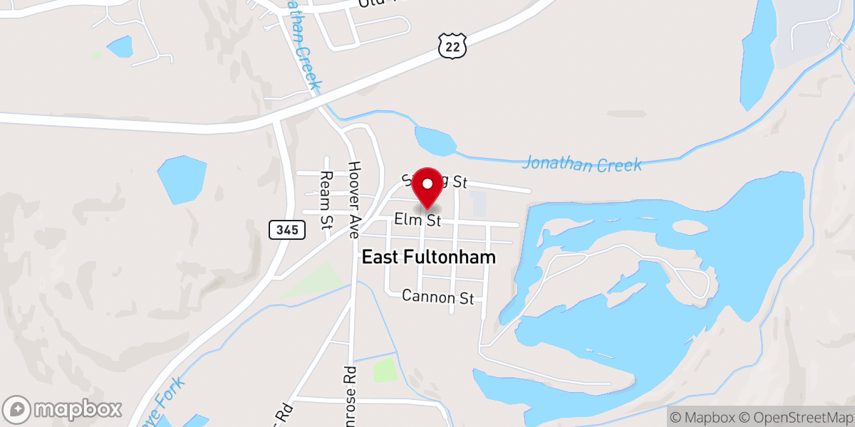 Map showing location of East Fultonham United Methodist