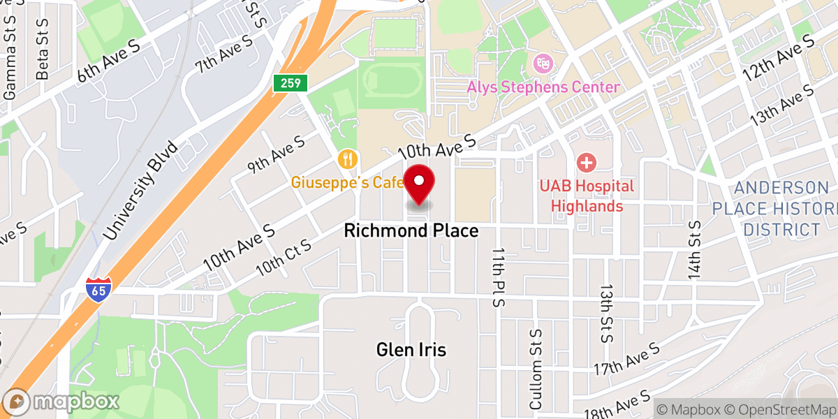Map showing location of Glen Iris Baptist Church