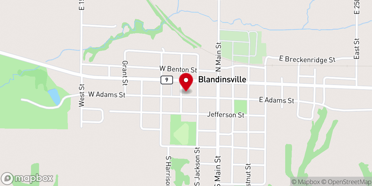 Map showing location of Blandinsville United Methodist Church