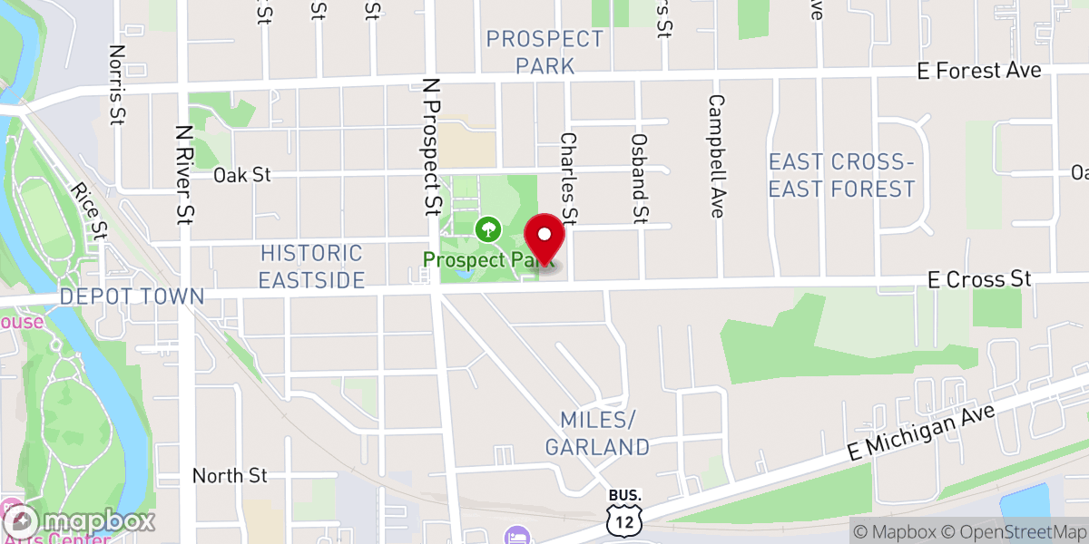 Map showing location of Bible Church
