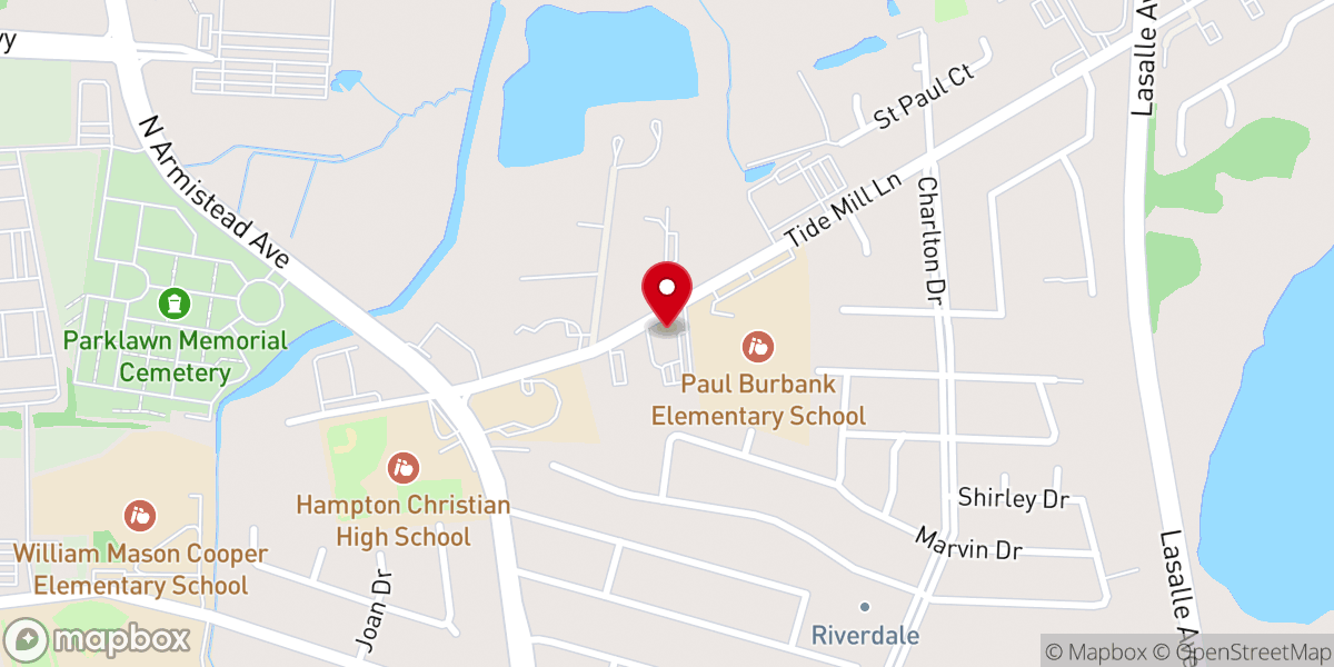 Map showing location of Hampton Church of the Nazarene