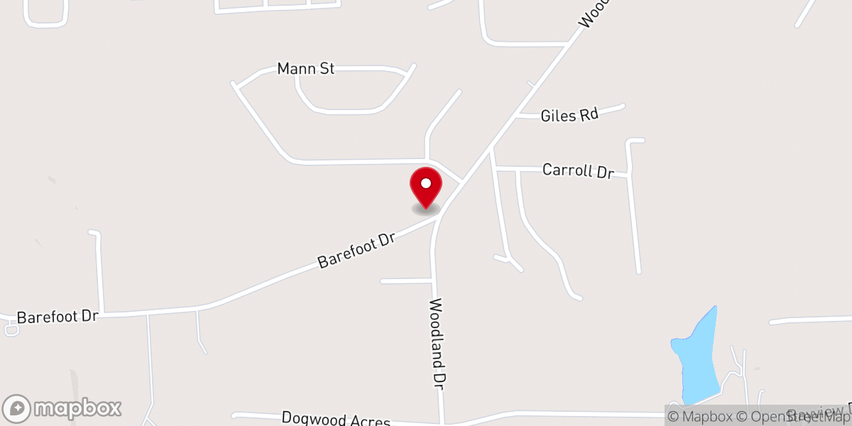 Map showing location of Woodland Drive Church