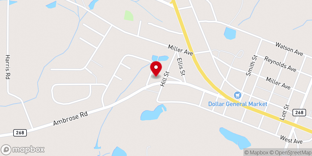Map showing location of Mount Olive AME Church