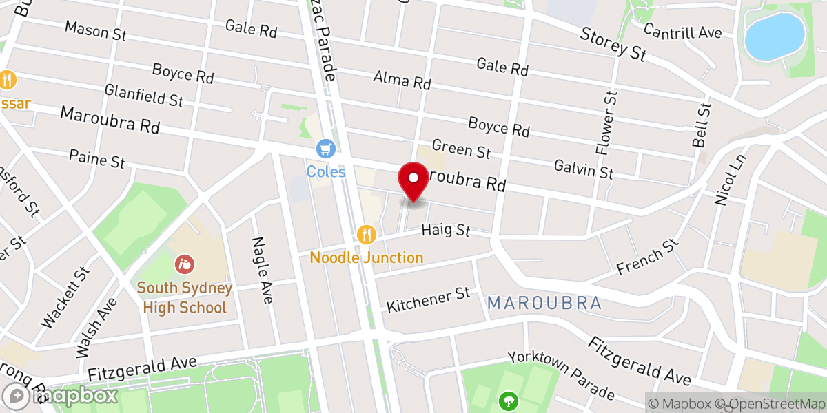 Map showing location of Maroubra Baptist Church