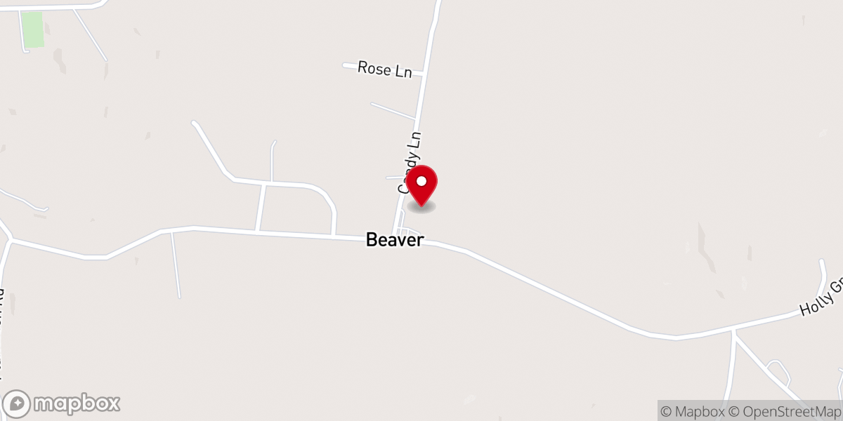 Map showing location of Beaver Baptist Church
